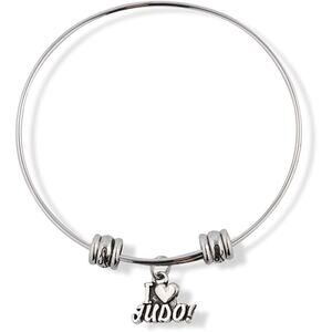 I Love Judo Martial Arts Fighting Charm Bangle Bracelet Jewelry